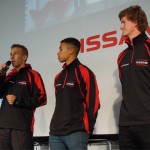日産の記者会見では、日本のレースでもお馴染のミハエル・クルム選手が、No.42 ザイテック Z11SN日産をともにドライブするマーデンボロー、オルドネス両選手とともに登場。若手の2人はGTアカデミーというGTレースシミュレーションゲームで最高位の成績を残し、その後レースで実践を積んで活躍している異例のドライバー。