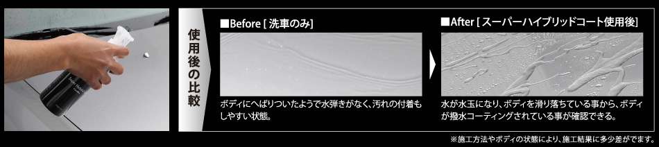 ハイブリッドコート施工前と施工後