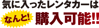 気に入ったレンタカーは購入可能！